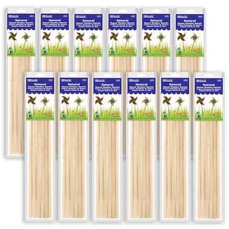 Bazic Products Round Natural Wooden Dowel, 3/8in x 12in, 72PK 6810